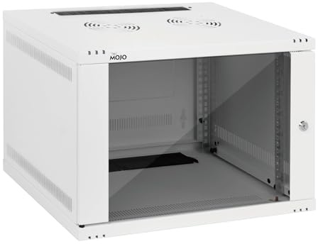 Tecmojo 19 Pollici 7U 400mm Armadio Server, per Montaggio a Parete, Armadio di Rete, Rack IT da 19, Porta in Vetro con Serratura, Imballaggio Piatto, Bianco