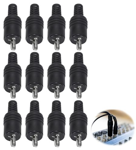 12 Pièces Connecteur 2 Broches Mâle pour Haut-Parleur, Fiche Audio DIN à Vis sans Soudure, Prise HiFi Noir pour Réparation Câble Enceinte et Amplificateur, Compatible avec Système Audio Ancien