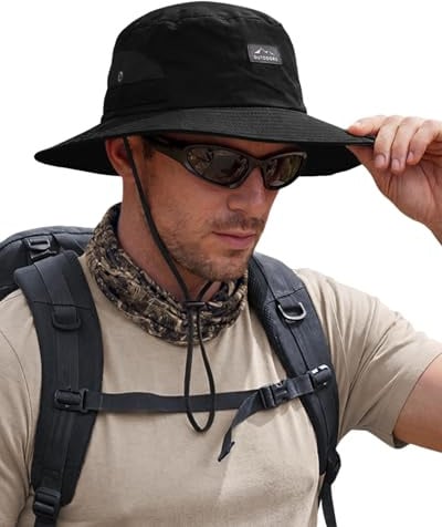 Hat Hut Fischerhut, UPF 50+, Sonnenhut mit Breiter Krempe für Herren Damen, UV Sonnenschutz, Atmungsaktive, Wandern Outdoor Angeln