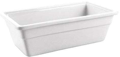 Olympia Whiteware 1/3 GN Größe Gastronorm 100 mm tief, weißes, vollständig verglastes Porzellan, mikrowellen-, gefrier- und spülmaschinenfest, Größe: 100 (H) x 325 (B) x 176 (T) mm, U811