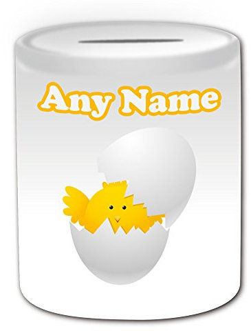 Personalisiertes Geschenk – Chick Spardose (Animal Design Thema, weiß) – alle Nachricht/Name auf Ihre einzigartige – Huhn