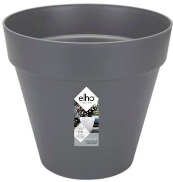 elho Loft Urban Rund 20 - Blumentopf für Außen - Ø 19.3 x H 17.5 cm - Schwarz/Anthrazit