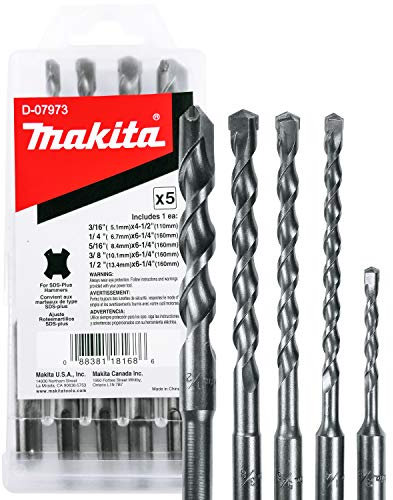 Makita 5 Piece - SDS-Plus Drill Bit Set for Rotary Hammers - Aggressive Drilling for Concrete & Masonry - Carbide Tipped Bits