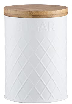 Typhoon Embossed Sugar Storage Canister, White, 16cm