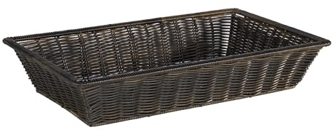 APS 50644 Korb SUPERSTRONG, GN 1/1, 53 x 32,5 cm, Höhe 10 cm, mit Edelstahldraht im Rand, Polypropylen, schwarz-braun