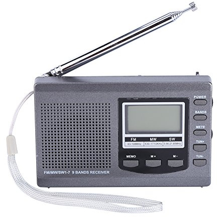 VBESTLIFE Tragbare Radios, FM/MW/SW Empfänger mit Digital Wecker FM Radio Receiver(Grau)