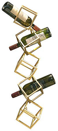 Kreative Wand-Weinregal/Metall Weinregal Wanddekoration Rack, 85x15cm (Gold / 5 Flaschen)