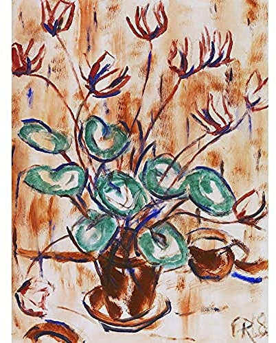 Rohlfs Alpenveilchen Blumen Gemälde Kunstdruck Leinwand Premium Wanddekoration Poster Wandbild