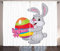 ABAKUHAUS Ostern Rustikaler Vorhang, Cartoon-Kaninchen, Wohnzimmer Universalband Gardinen mit Schlaufen und Haken, 280 x 245 cm, Grau Pink