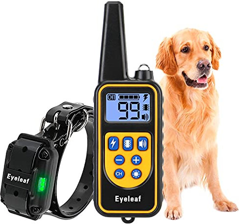 Collier de Dressage pour Chien avec Beep Vibra Choc collier dressage chien étanche et Rechargeable Collier télécommande 800 Verges Collier Electrique pour Chien pour la formation de chien (Jaune)