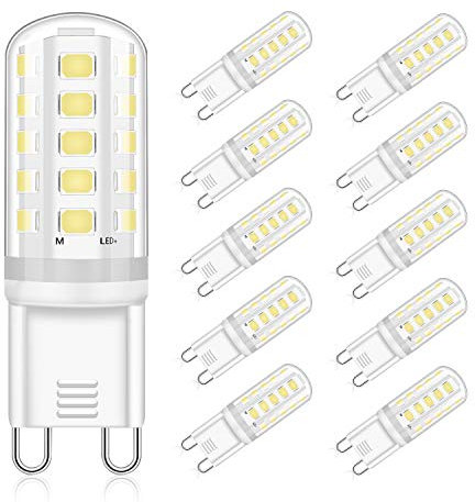 Eco.Luma G9 LED Lampen Kaltweiß 5W, Ersatz 40W Halogenlampen 420LM, 6000K G9 LED Leuchtmittel Birnen, Kein Flackern, Nicht Dimmbar, RA83, AC 220-240V 10er Pack