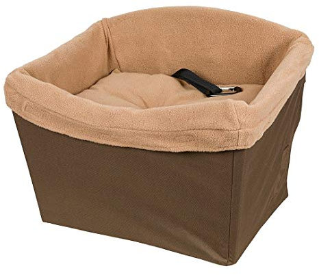 PetSafe Happy Ride Dog Safety and Pet Booster Seat for Cars, Trucks and 4X4s - Included Seat Belt Tether - Durable Liner is Machine-Washable and Easy to Clean - Brown