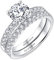 JO WISDOM Damen Ring Silber 925,Hochzeitssets,Verlobungsring Hochzeitsring Jubiläumsring Promise Ring mit 7mm 5A Zirkonia, Schmuck für Frauen