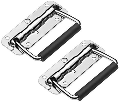 Gobesty 2 Stück klappgriff, Hardware Boxen Gefedert kistengriff, Silber Griffe Griff Tragegriff für Toolbox Tür (110mm)