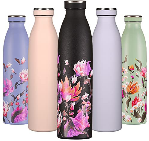 B2DO Bouteille d'eau Isotherme 500ml Noir Veille pétillante | Gourde métallique réutilisable en acier inoxydable à double paroi sous vide | Gourde isotherme de sport anti-fuite | Bouteille isotherme