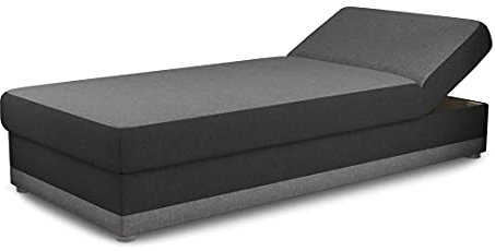 Bett Andre 90x200cm mit Bettkasten - Sofa, Schlafsofa, Regulierbarer Rückenlehne, Bettgestell, Schlafzimmer, Kinderzimmer (Schwarz (Sawana 05 + 14))