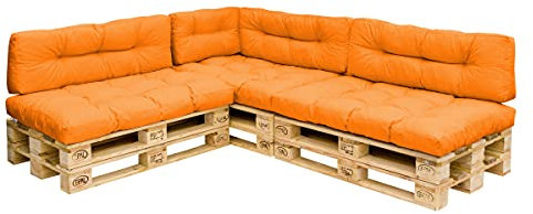 Royal Schneider Set Sitzkissen Rückenkissen Palettensofa Palettenpolster - 7er Set - 3Stk. 120x80 + 3Stk. 120x40 + 1Stk. 60x40, Farbe -Orange