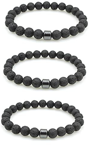 BYSN 3/4 Pcs Armband zur Raucherentwöhnung, Triple Mens Power Therapeutic Armband, Personalisierter Ausstiegsbegleiter, Spirituelles Armband für positive Energie (Schwarz)