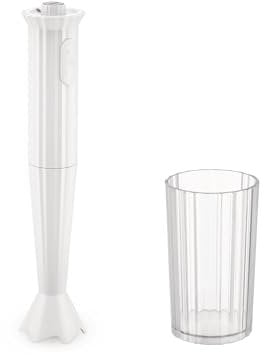 Alessi Plissé MDL10 W/Uk - Frullatore A Immersione In Resina Termoplastica, Bianco. Caraffa Misuratrice In Resina Termoplastica (Pctg). Spina Inglese. 500W