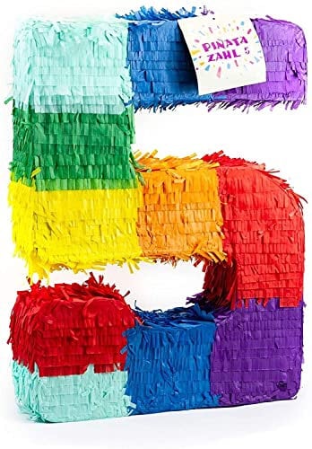 Pinata Zahl * 0 bis 9 * als Spiel und Deko für Kindergeburtstag und Mottoparty | Größe: 8x35x50cm | Zahl Pinatas Kinder Geburtstag Party Partydeko, Edition: 5. Geburtstag