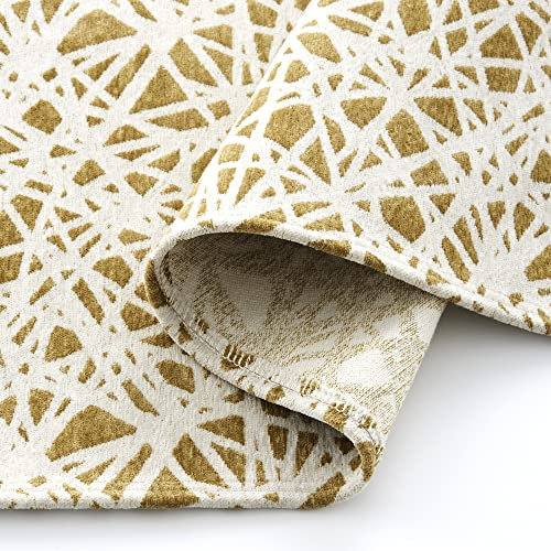 ECOMMERC3 Moma Teppich für Wohnzimmer, Gold, 120 x 180 cm, sehr weich und gepolstert, waschbar, aus weichem Polyester, mit elegantem Design, ideal für die Dekoration jeden Raum