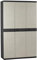 PEGANE Armoire Meuble de Rangement 3 Portes intérieur/extérieur Coloris Noir/Taupe - Longueur 105 x Profondeur 40,5 x Hauteur 176 cm