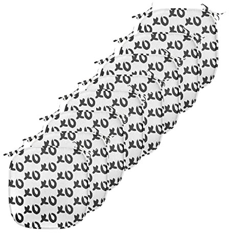 ABAKUHAUS Xo Polster für Esszimmerstühle, Pinsel Wörter Artwork, Dekoratives wasserfestes Kissen mit Riemen für Küchensitze, 40 cm x 40 cm-8er Pack, Schwarz und weiß