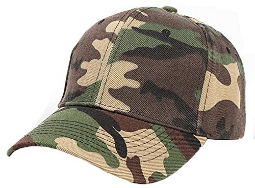 Unisex Camo Baseball Cap - Adjustable Snapback Camouflage Sun Hat, Cotton Classic Travel Peak Summer Hat, UV Protection Outdoor Sports Cap for Women Men, Running Fishing Hiking Camping 54-60CM