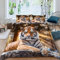 XIWEIER Parure de Lit 3 Pièces Tigre Animal de la forêt Housse de Couette 220x240 Enfant 2 Personnes 3D Motif avec Fermeture Éclair Hypoallergique Microfibre avec 2 Taies d'oreiller 50x75 cm