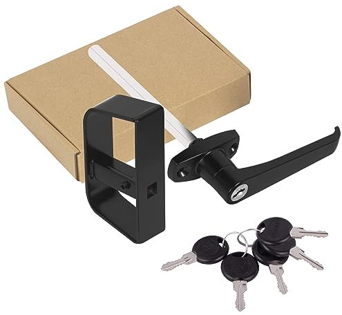 Schuppen-Türriegel mit L-Griff und 4 Schlüsseln, CIN & GO 11,4 cm Vorbau Aufbewahrung Scheune Schuppen Tür Hardware Schloss Set für Spielhäuser, Hühnerstalle, Wohnmobil (schwarz)