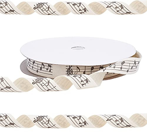 PH PandaHall 18m Ruban de note de musique, ruban artisanal imprimé de 22 mm de large Rouleau de ruban en polyester pour décoration de banquet de fête de gâteau de mariage Chapeau Robe