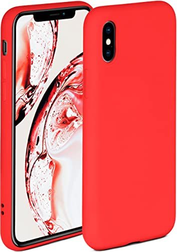 ONEFLOW Soft Case für iPhone X/iPhone XS Hülle aus Silikon mit Kameraschutz, Silikonhülle mit erhöhtem Schutz fürs Display, Backcover Schutzhülle, weiche Handyhülle, Rot