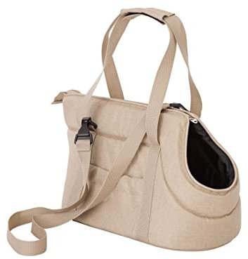 PillowPrim Hundetasche, Transportbox, Katzentasche, mit verstellbarem Schultergurt, mit Seitentaschen, Hände frei Reisetasche, Beige, 2: 25 x 43 x 27 cm