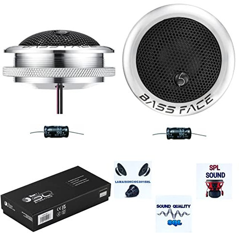 2 BASS FACE Team SQ T.1 hochtöner 2,4 6 cm 60 mm Durchmesser mit 45 watt rms und 90 watt max 4 ohm mit reduzierter Tiefe nur 1,9 cm + kondensatoren und 3 kostenlose Aufkleber, pro Paar