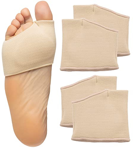 ZenToes Metatarsal Pads for Men and Women - Ball of Foot Pain Relief Cushions for Sesamoiditis, Metatarsalgia, Morton's Neuroma - 2 Pairs Fabric Sleeves with Gel Inserts (Medium, Beige)