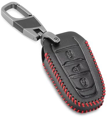 Housse de clé de Voiture en Cuir Housse de Protection pour télécommande Porte-clés Fit pour Peugeot RCZ 107 207 307 308 407 607 206 208 301 406 407 408 508 2008 3008 4008