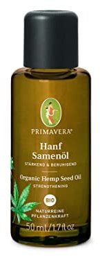 PRIMAVERA Pflegeöl Hanfsamenöl bio 50 ml – naturreine Pflanzenkraft – Glasflasche - Aromaöl, Körperöl, Naturkosmetik - stärkend, beruhigend, regenerierend, lindert Rötungen – vegan