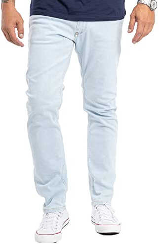Rock Creek Herren Jeans Regular Fit Stretch Jeans Männerhose Herrenjeans Denim Hosen Herrenhose Straight Cut Stonewashed RC-3106 Blau W34 L34