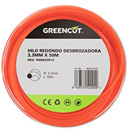 GREENCUT - Hilo redondo de nylon 3.3 mm x 50 m, universal, compatible con todos los modelos de desbrozadora