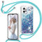 TUUTPU Coque pour Xiaomi Redmi Note 12 4G avec Cordon, Paillette Liquide Étui pour Téléphone avec Lanière, Transparent Silicone Collier Réglable Protection Housse Portable Lanyard Case, Bleu
