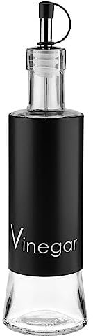 GALICJA GRENO Essig- und Ölspender – Essig Öl mit Ausgießer – Olivenölspender – Öl- und Essigspender – Dosierer für Flaschen – Essig-Ölflaschen – Essig-Ölflasche – 320ml – Schwarz