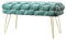 Zedelmaier Moderner Velvet Kosmetik Hocker, Quadratisch Ottoman-Fußhocker mit goldfarbenen Metallbeinen, Gepolsterte Sitzhocker,Strick Samt Hocker (Hellgrün, 70x38x41.5cm)