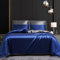 Gezu Housse De Couette Satin 220x240 Bleu Saphir Bleu Foncé Gris Unie Double Face avec 2 Taies d'oreiller 65x65 2Personnes Satin Parure de lit Sets de Modern Uni Ensemble Literie avec Fermeture Éclair