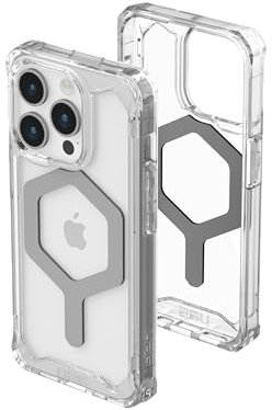 URBAN ARMOR GEAR UAG [Aktualisierte Ver] Kompatibel mit iPhone 15 Pro Hülle 6,1 Zoll Plyo Ice/Silver Eingebauter Magnet Kompatibel mit MagSafe Charging Rugged Anti-Vergilbung Transparent Sturzsichere