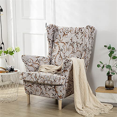 Hiseng Ohrensessel Überzug Stretch 2-Teilig, Sessel-Überwürfe Ohrensessel Schonbezüge Bezug, Nordisch Elastisch Sesselhusse Universal Tiger Stuhlbezug mit Armlehne Hohe Rückenlehne (Jacquard)