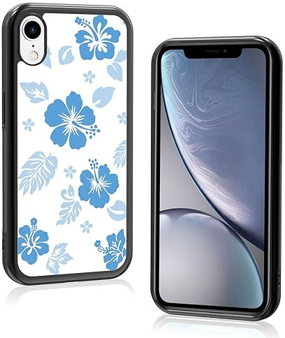 Axulimin for iPhone XR Case Cute Kawaii Blue Hibiscus Hawaiian Flower Floral Aesthetic Phone Case for Girls Preppy Women