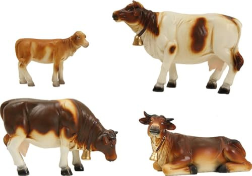 FADEDA 4X Kühe/Höhe:8 cm/handbemalt/detailgetreue Krippen Figuren - Weihnachten Tisch Dekoration Krippe Zubehör