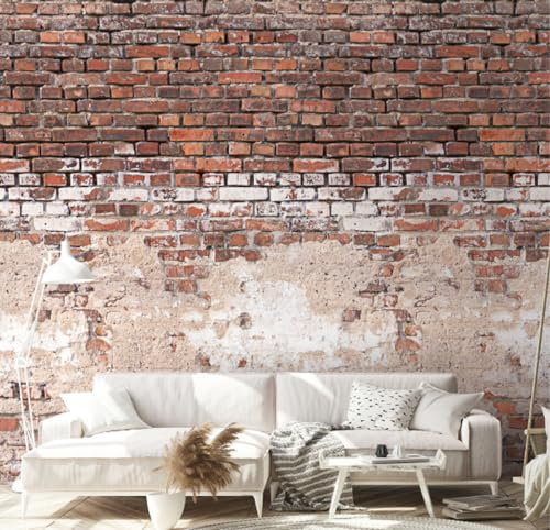 marburg Fototapete Steinoptik Ziegelstein Natur XXL Rot Weiß Bricks Industrial Steintapete Vliestapete für Wohnzimmer Schlafzimmer Made in Germany 2,5 x 1,59m