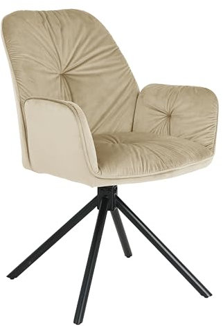 exitodesign Drehstuhl Esszimmer Koen - Esszimmerstühle Gesteppt 360° Drehbar Bürostuhl Stuhl - für Esszimmer Küche Wohnzimmer Salon Schreibtisch (Beige)