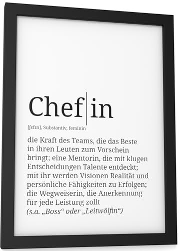 Papierschmiede® Definition: Chefin, DIN A5 (15x21 cm), Bild Geschenke für Kollegen, Poster für Büro Deko Geschenke für Mitarbeiter zu Beförderung, Jubiläum, Abschied oder Weihnachten, ohne Rahmen